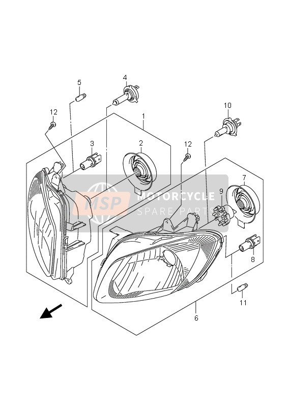 3510010GB0999, Koplamp R AK9, Suzuki, 0